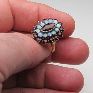$3600 14k Opal & Garnet Vintage Ring